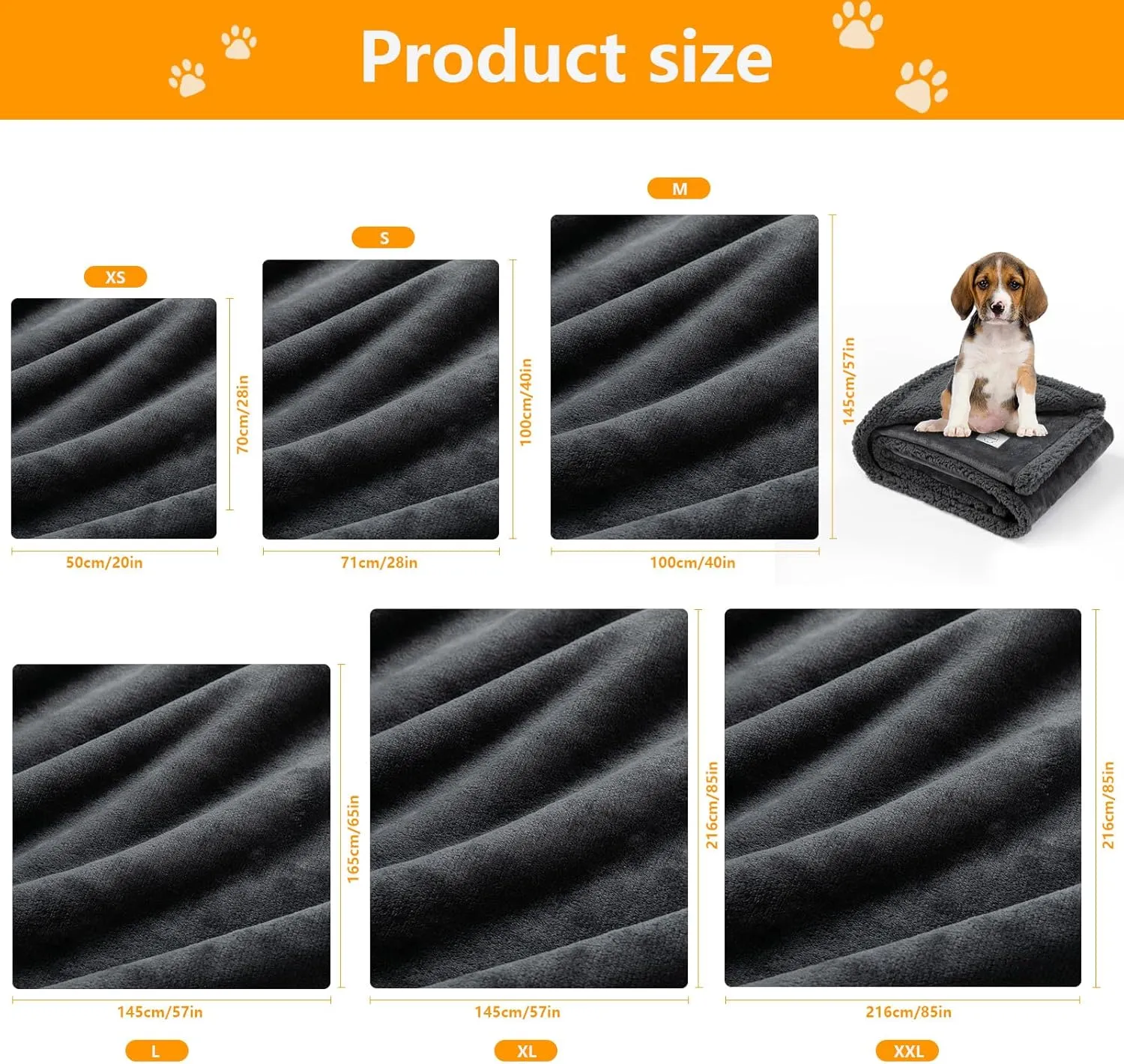 Waterproof Dog Blanket Reversible Pet Bed Cover Puppy Blankets Leakproof Sofa Couch Cover Cat Pet Blanket for Warm Fluffy Washable Grey Mat-S