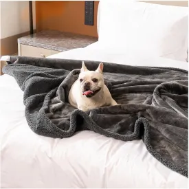 Waterproof Dog Blanket Reversible Pet Bed Cover Puppy Blankets Leakproof Sofa Couch Cover Cat Pet Blanket for Warm Fluffy Washable Grey Mat-S