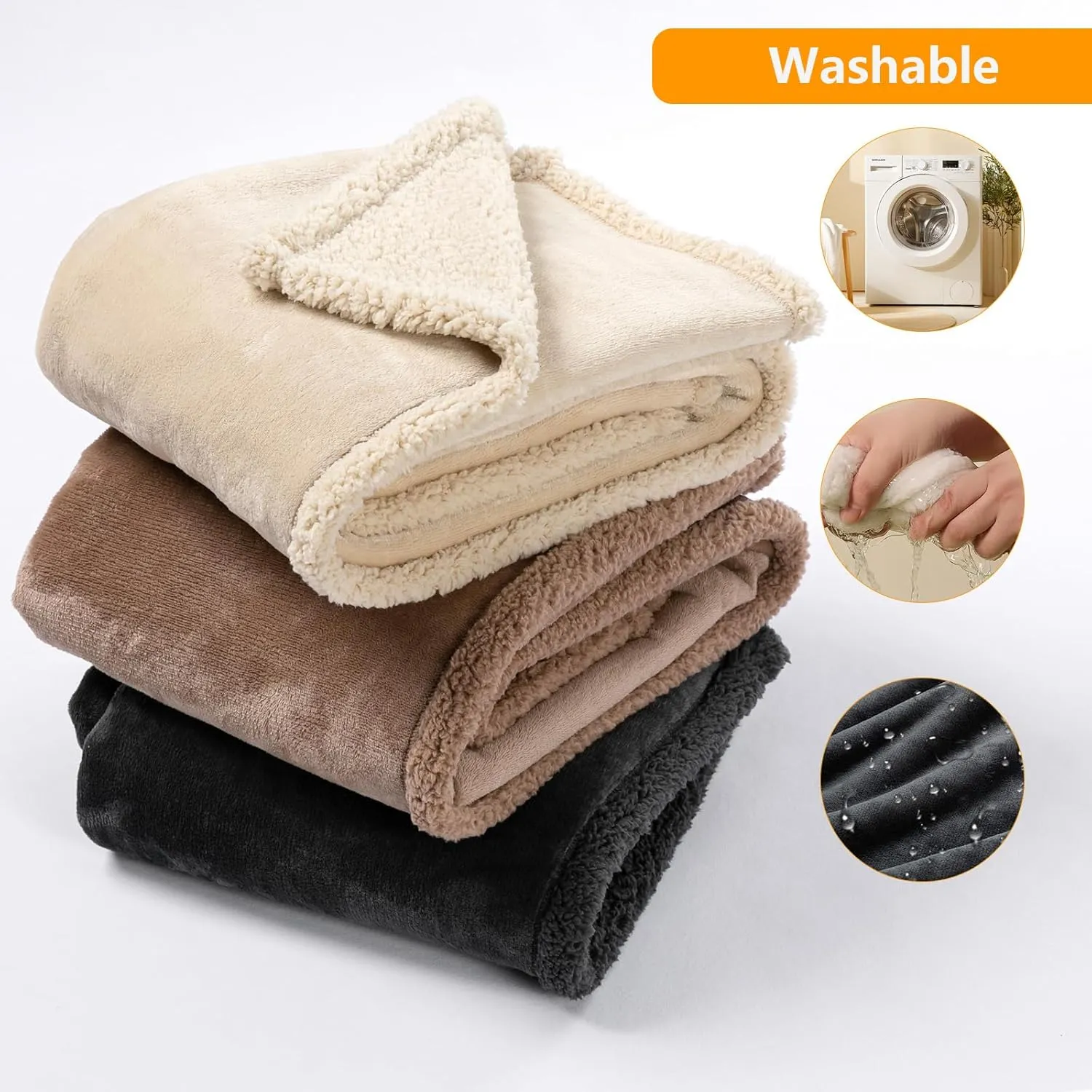 Waterproof Dog Blanket Reversible Pet Bed Cover Puppy Blankets Leakproof Sofa Couch Cover Cat Pet Blanket for Warm Fluffy Washable Grey Mat-S