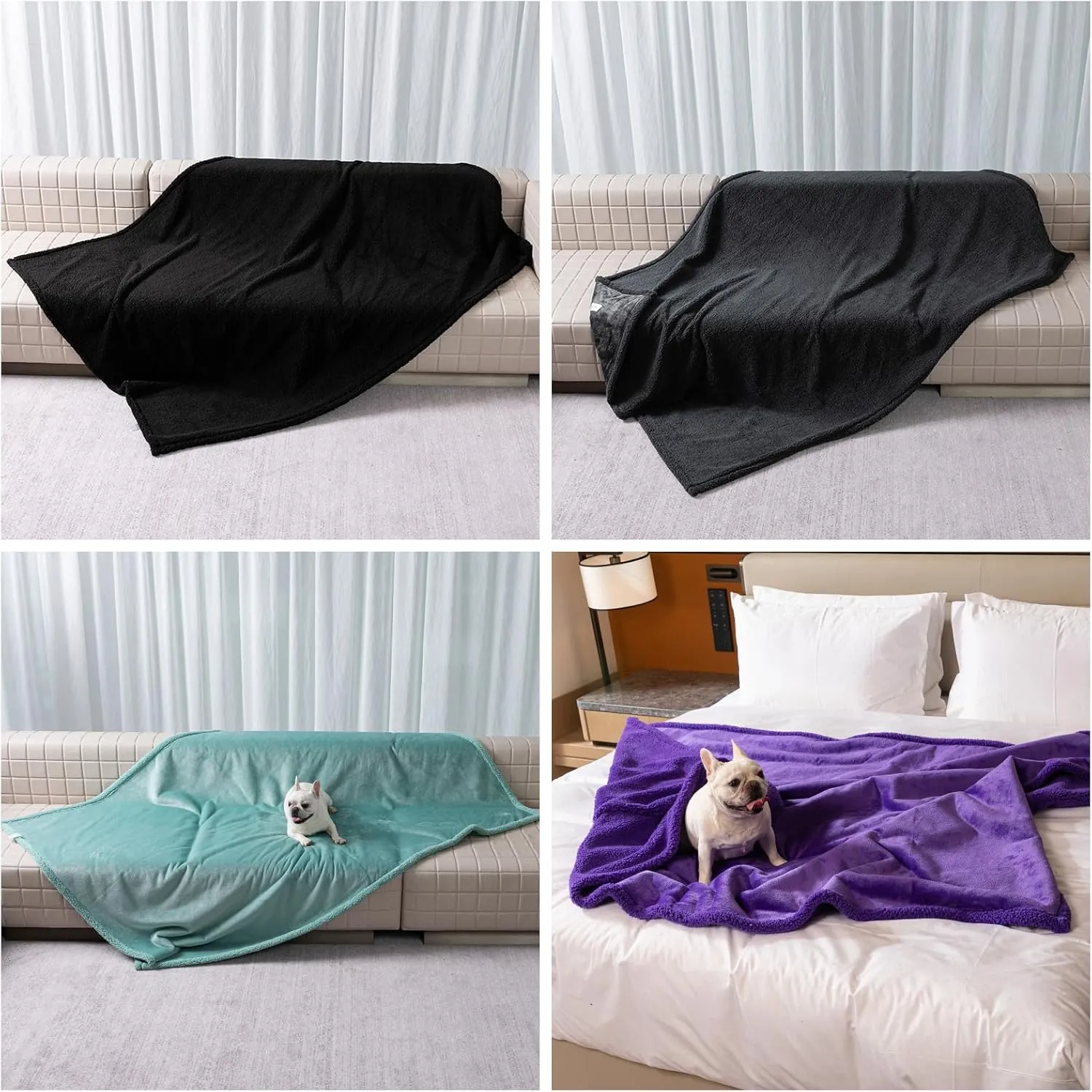 Waterproof Dog Blanket Reversible Pet Bed Cover Puppy Blankets Leakproof Sofa Couch Cover Cat Pet Blanket for Warm Fluffy Washable Grey Mat-S