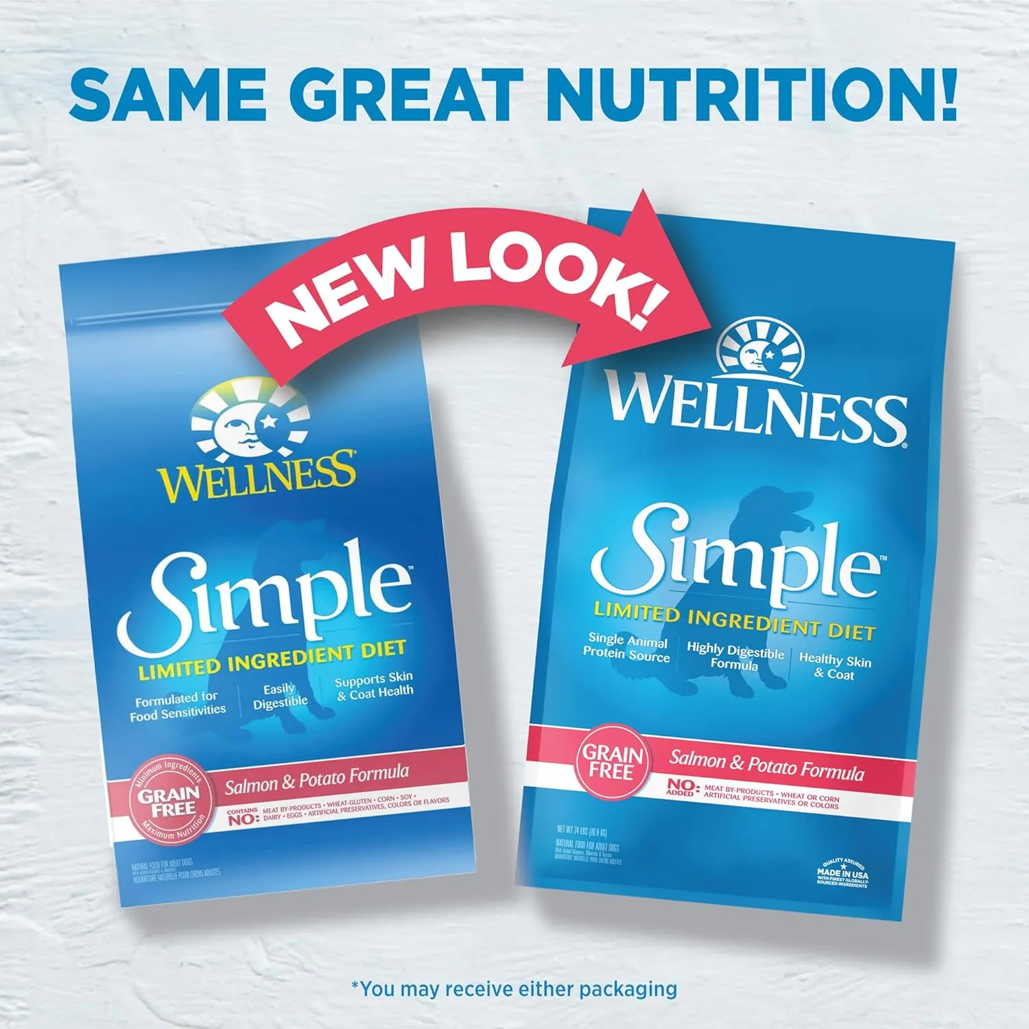 Wellness Simple Limited Ingredient Dry Dog Food for Sensitive Stomachs, Supports Skin & Coat, Grain-Free, Natural, Salmon & Potato Recipe, (24-Pound Bag)