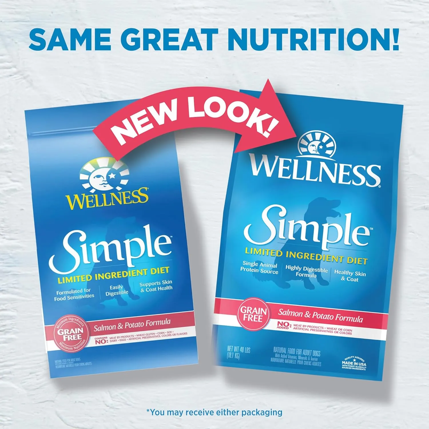 Wellness Simple Limited Ingredient Dry Dog Food for Sensitive Stomachs, Supports Skin & Coat, Grain Free, Natural, Salmon & Potato Recipe, (40-Pound Bag)