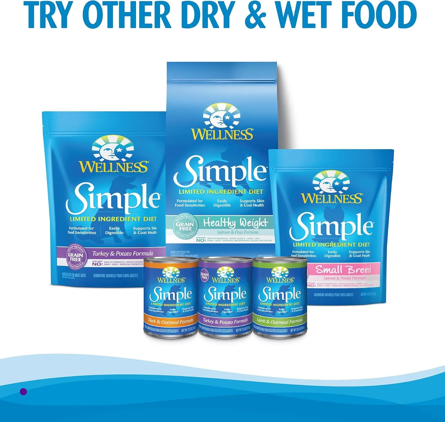 Wellness Simple Limited Ingredient Dry Dog Food for Sensitive Stomachs, Supports Skin & Coat, Wholesome Grains, Natural, Duck &Oatmeal Recipe, (26-Pound Bag)