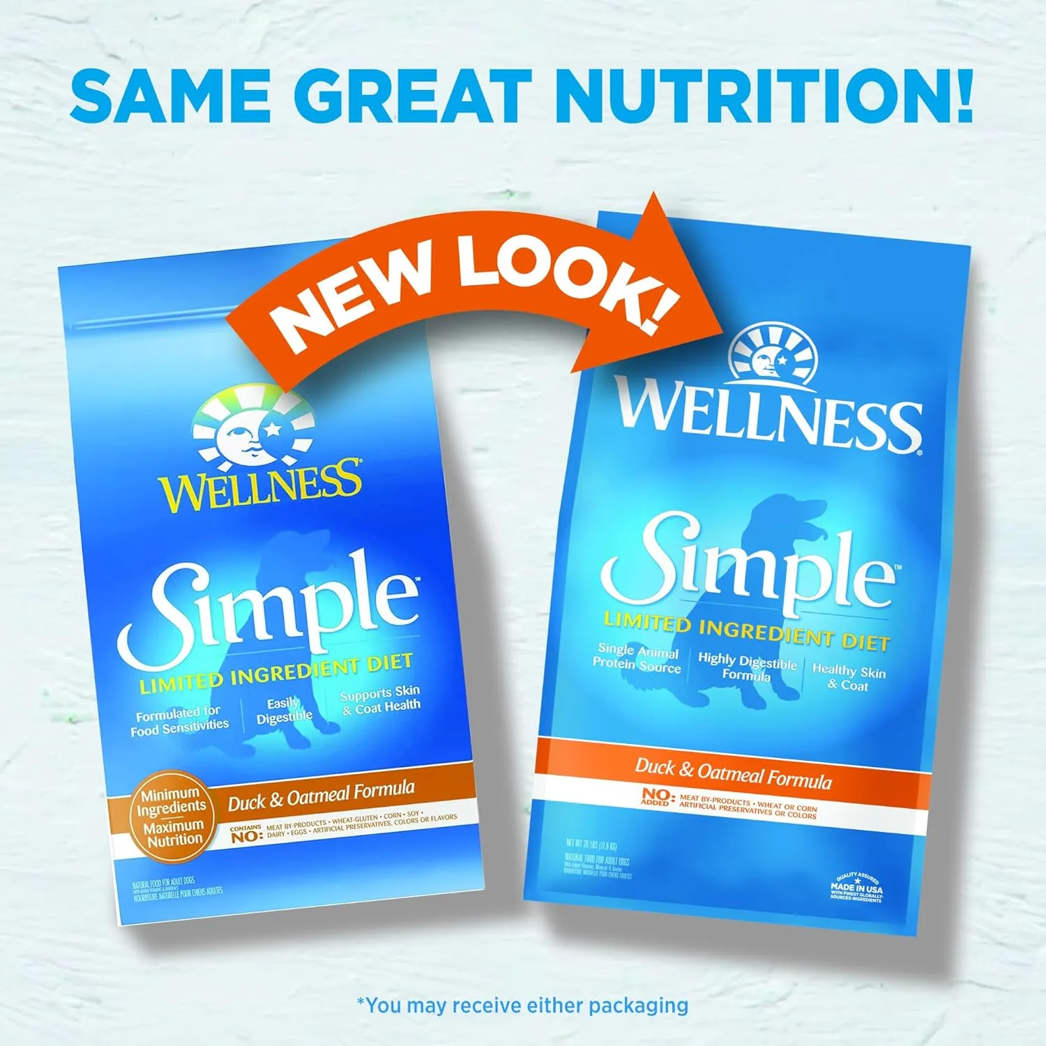 Wellness Simple Limited Ingredient Dry Dog Food for Sensitive Stomachs, Supports Skin & Coat, Wholesome Grains, Natural, Duck &Oatmeal Recipe, (26-Pound Bag)