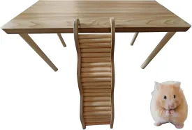 Wooden Hamster Cage Platform With Stairs, Bridge, Guinea Pig Ramp, Ladder - Gerbil Chinchilla Syrian Dwarf Cage Accessories and Decor Furniture