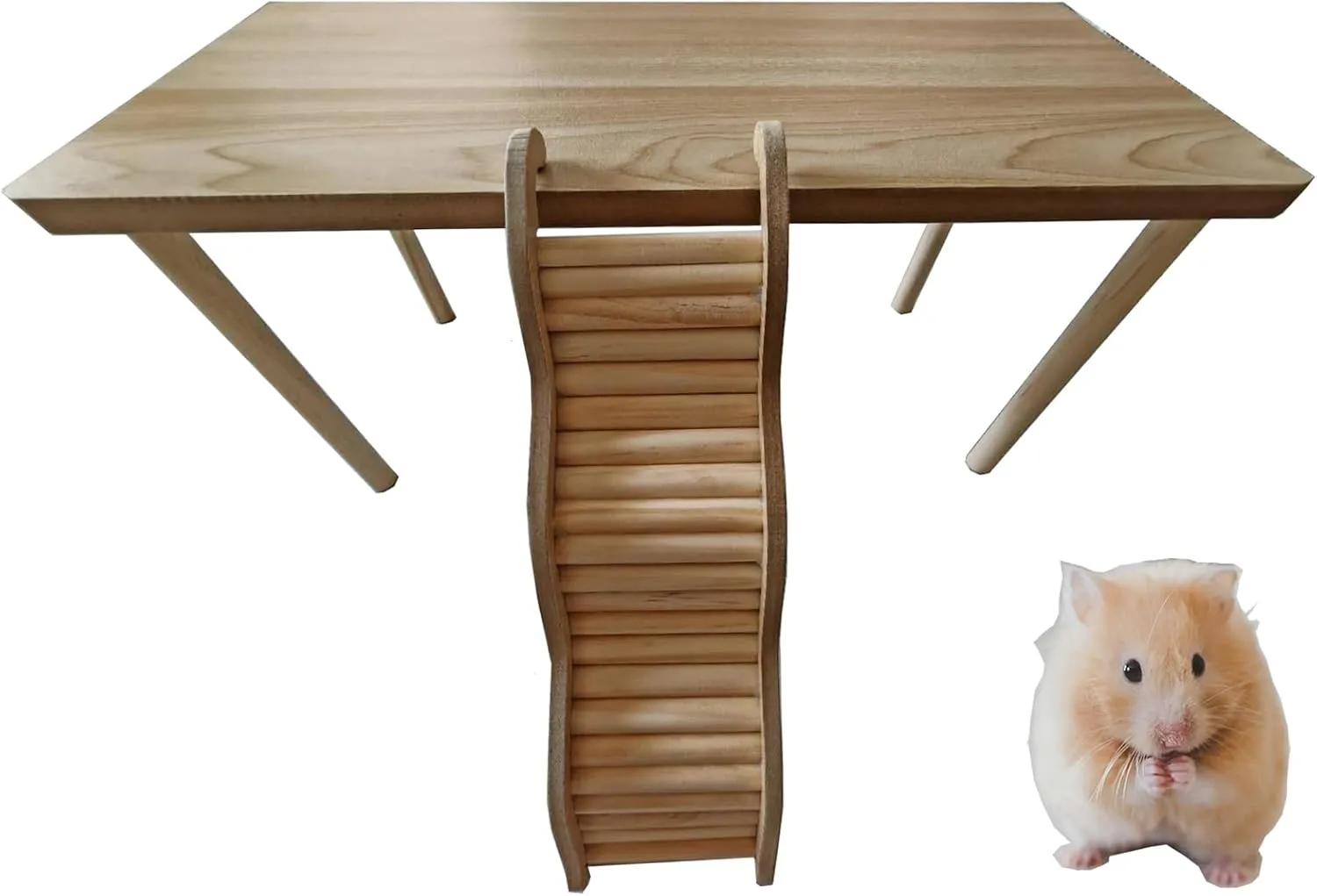 Wooden Hamster Cage Platform With Stairs, Bridge, Guinea Pig Ramp, Ladder - Gerbil Chinchilla Syrian Dwarf Cage Accessories and Decor Furniture