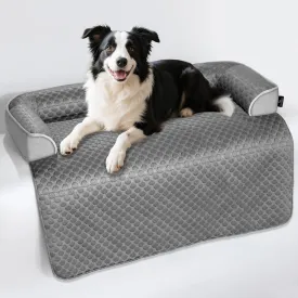 XL Cooling Dog Bed, 45 x 37 inch Waterproof Couch Cover for Dogs Washable, Non-Slip Bottom Self Cooling Mat for Dogs, Durable & Non-Gel, Dog Couch Bed for Sofa Floor Car, Metallic Grey