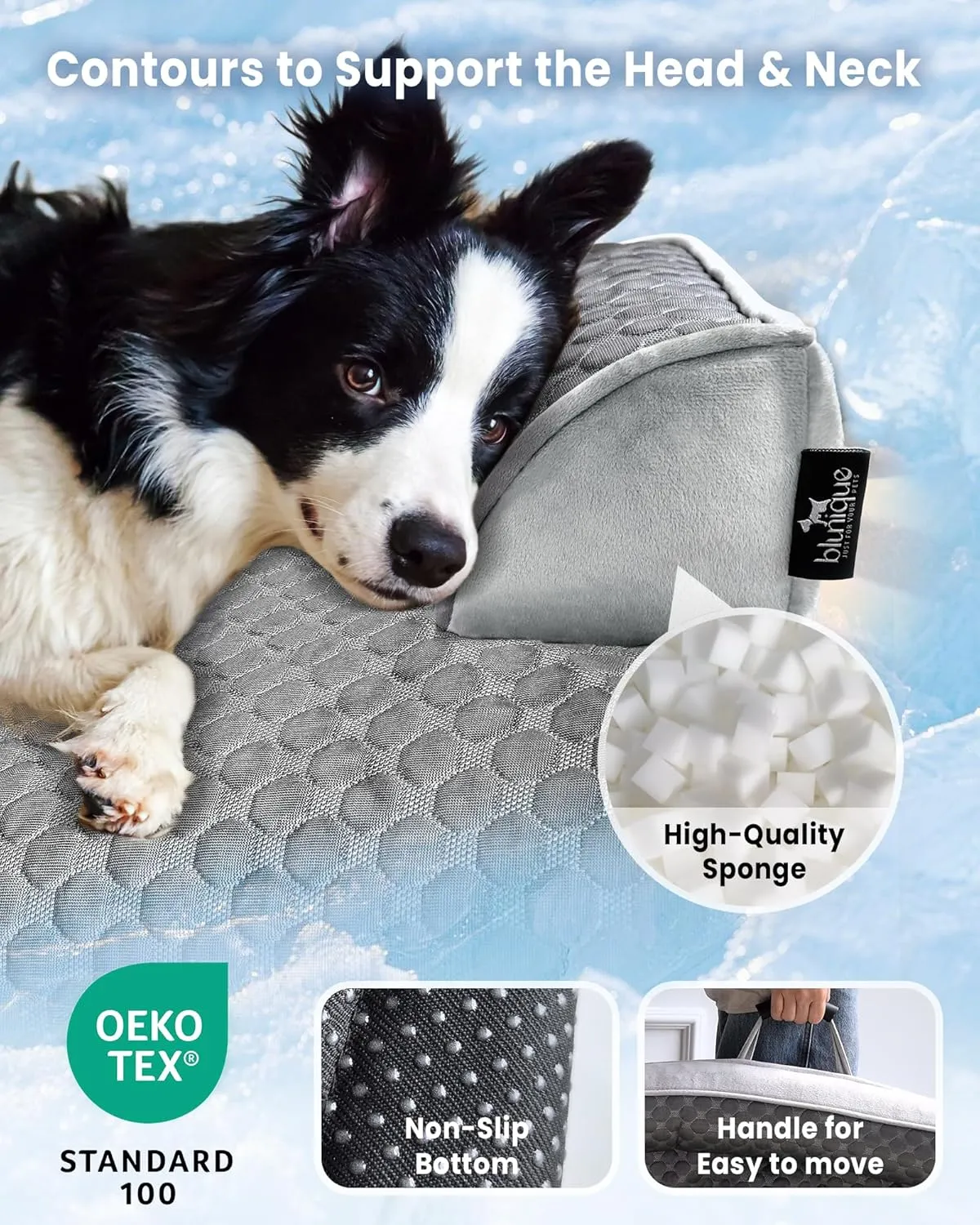 XL Cooling Dog Bed, 45 x 37 inch Waterproof Couch Cover for Dogs Washable, Non-Slip Bottom Self Cooling Mat for Dogs, Durable & Non-Gel, Dog Couch Bed for Sofa Floor Car, Metallic Grey
