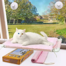 ZALALOVA Cat Window Perch, Pink Cat Hammock Window Seat Free Fleece Blanket for Female 2025 Latest Screw Suction Cups Extra Large Sturdy Bed Resting Indoors (One Extra Suction Cup)